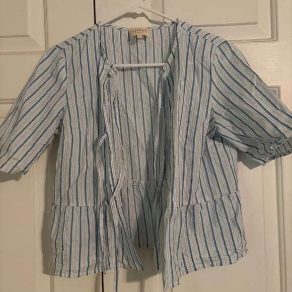 Sezane Blue and White Striped Blouse - Picture 2 of 8